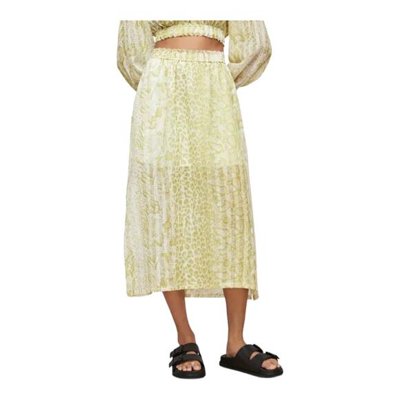 AllSaints skirt Clara Noche Midi line green size 2 - Picture 1 of 7